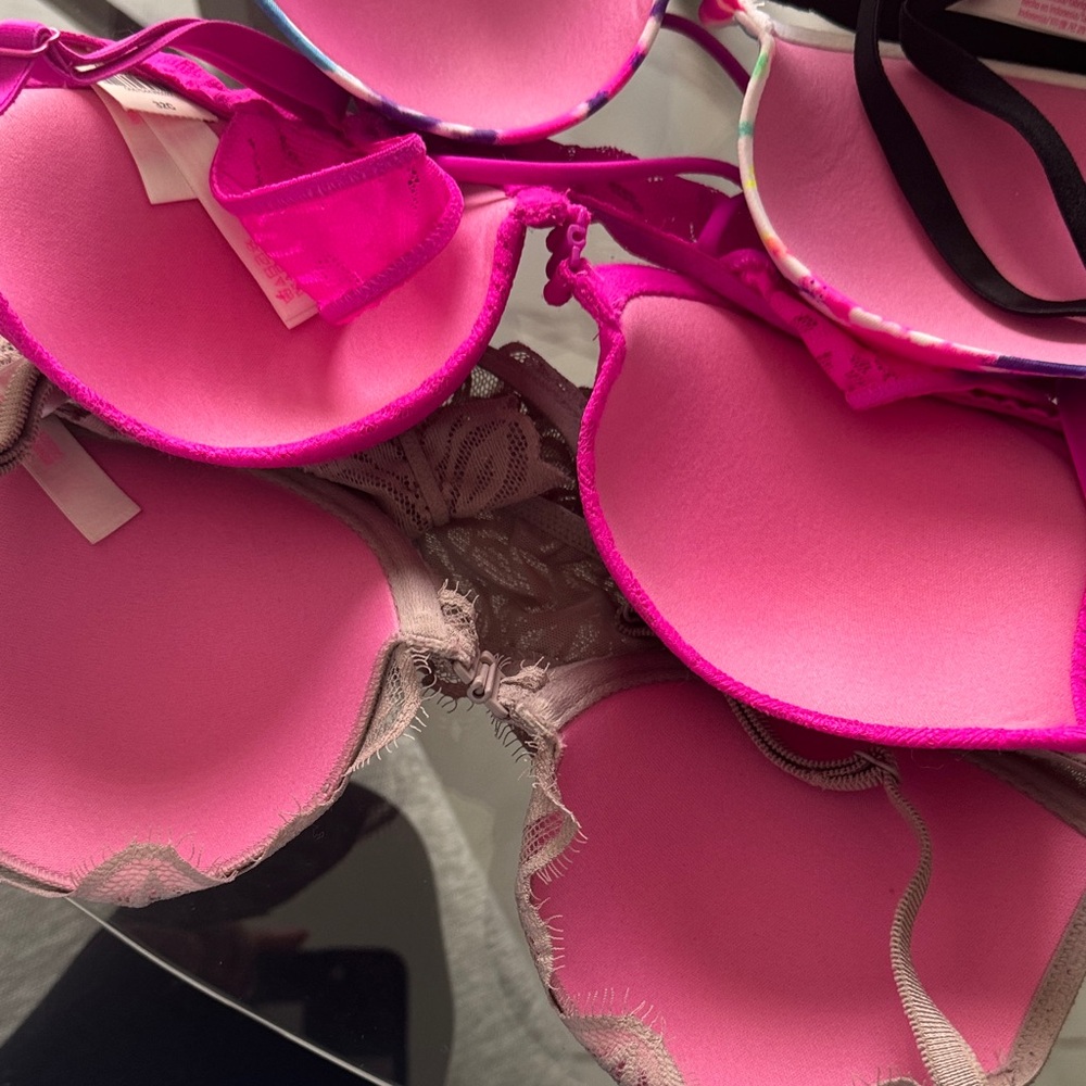 PINK Victoria's Secret bundle 4 Mixed Push-Up Bra Set - Hot Pink, Beige, Tie-Dye - Picture 3 of 9